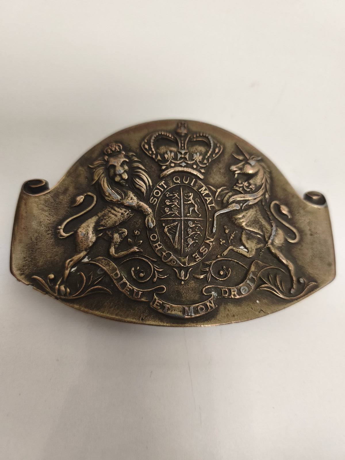 Boucle de ceinturon British Army RSM style victorien, blason couronné, Ancienne