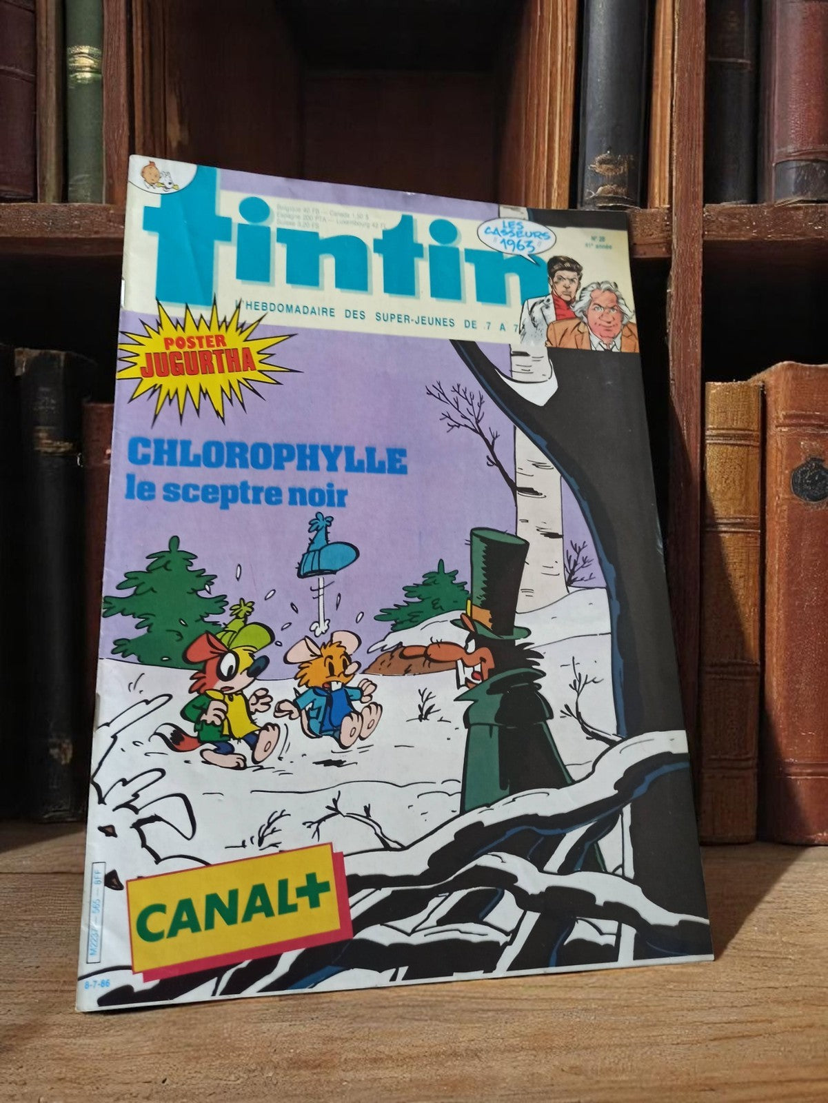 Magazine Tintin ancien 1986 Canal+ Chlorophylle, édition vintage collection
