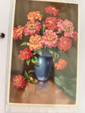 Carte postale ancienne fleurs vase bleu, illustration bouquet rétro CPA