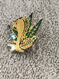 Pin's vintage cobra doré serpent émaillé motif feuille (Ref 8)