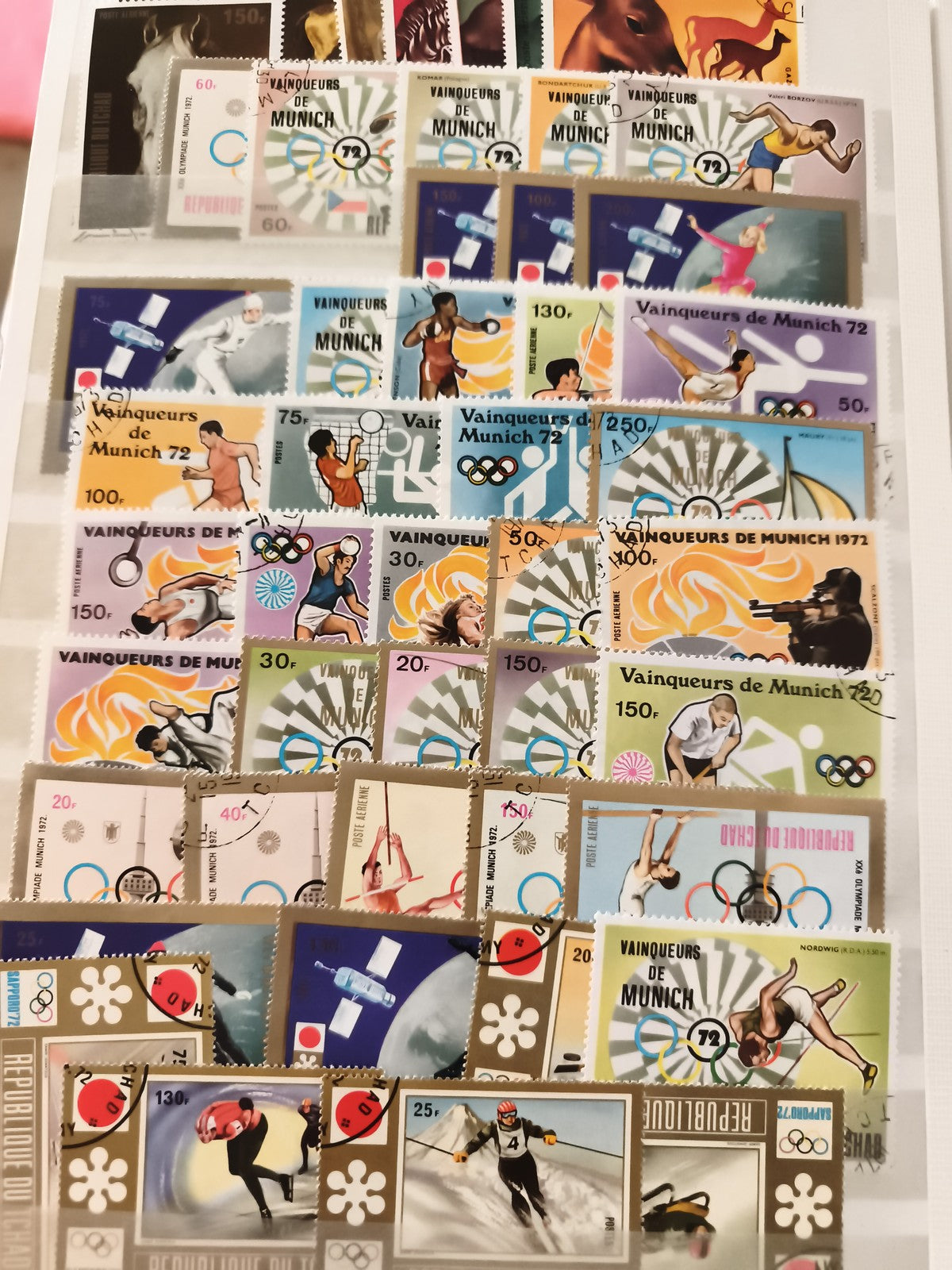 Timbres oblitérés Jeux Olympiques Munich 1972 sports lot philatélie