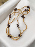 Collier vintage en coquillages naturels, bijou rétro brun beige, accessoire anci