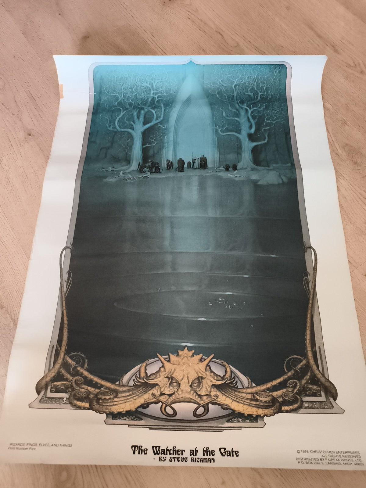 Poster vintage fantasy The Watcher at the Gate Steve Hickman 1976 illustration