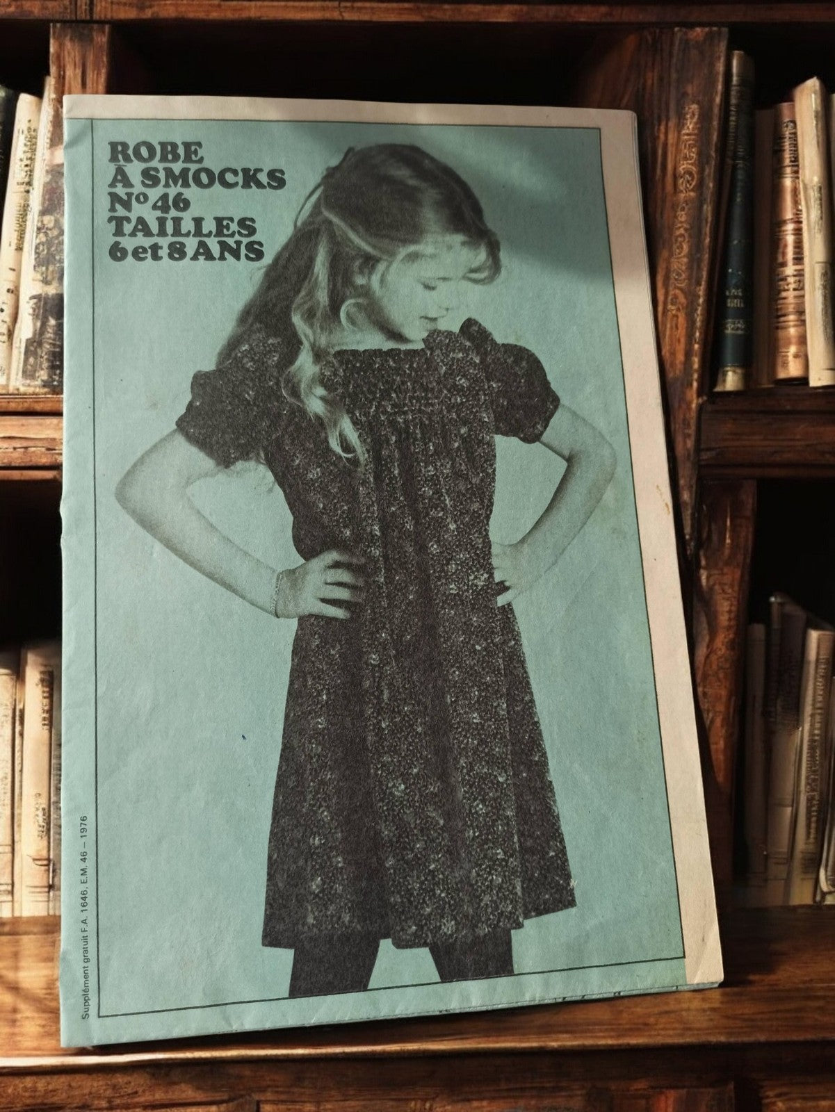 Patron couture ancien robe smocks n°46 vintage, tailles 6 8 ans rétro