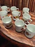 Lot 9 tasses à café vintage fleurs Berry rétro vaisselle ancienne