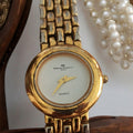 Montre vintage Bernard Florentin Paris quartz dorée, bracelet texturé femme rétr