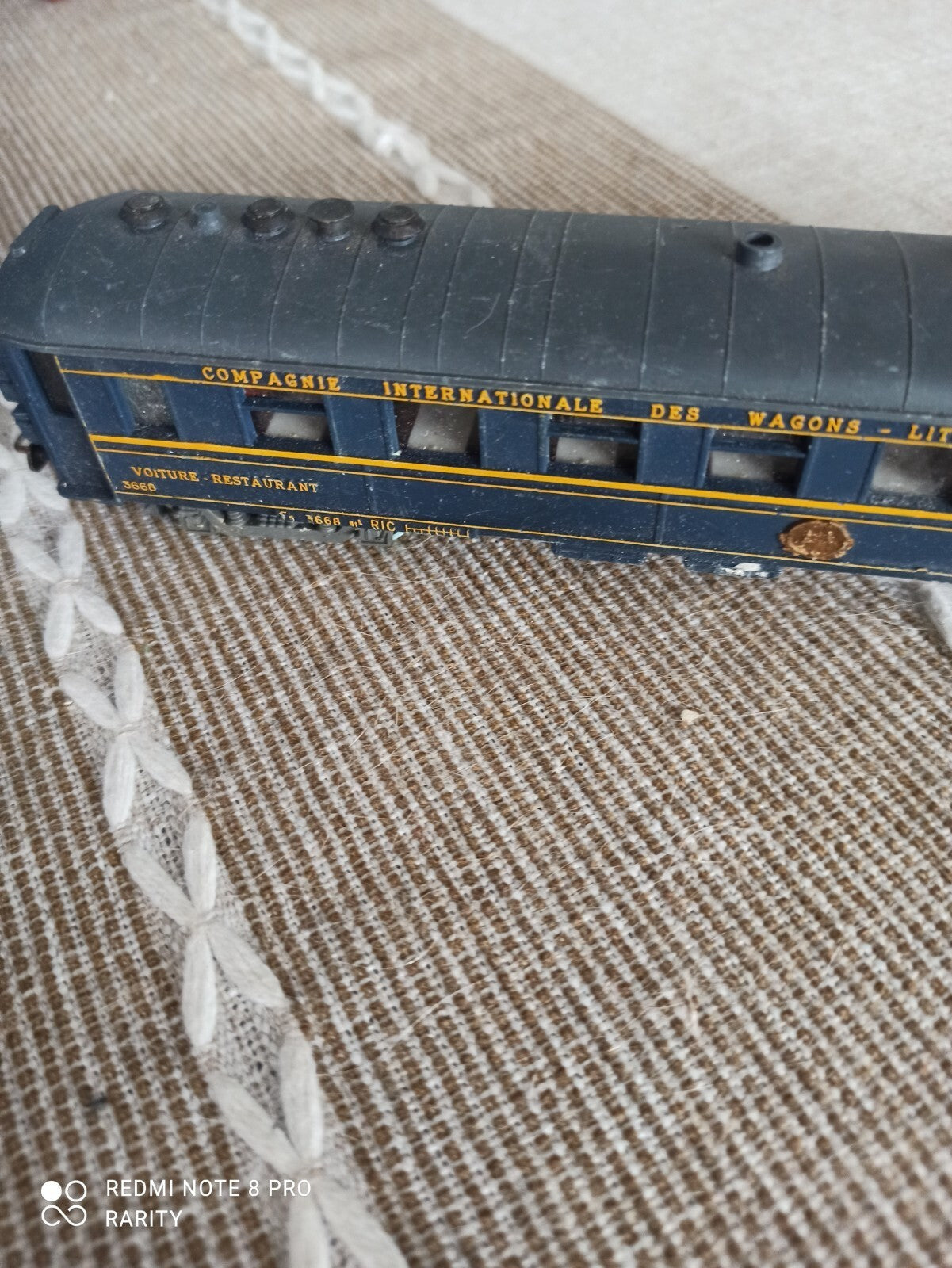 Wagon restaurant Meccano CIWL bleu or, vintage train HO, Compagnie International