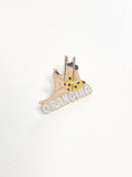 Pin's rétro Orangina ancien, badge publicitaire vintage collection soda France