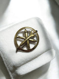 Insigne béret artillerie ancien vintage militaria rond doré rétro armée
