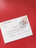 Carte postale philatélie timbre Marianne oblitérée Paris écriture manuscrite