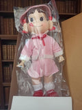 Poupée Peko Chan Fujiya Family Club exclusive, robe rose, rare vintage Japon