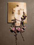 Boucles d’oreilles vintage perles fantaisie chaînes bronze deadstock rétro