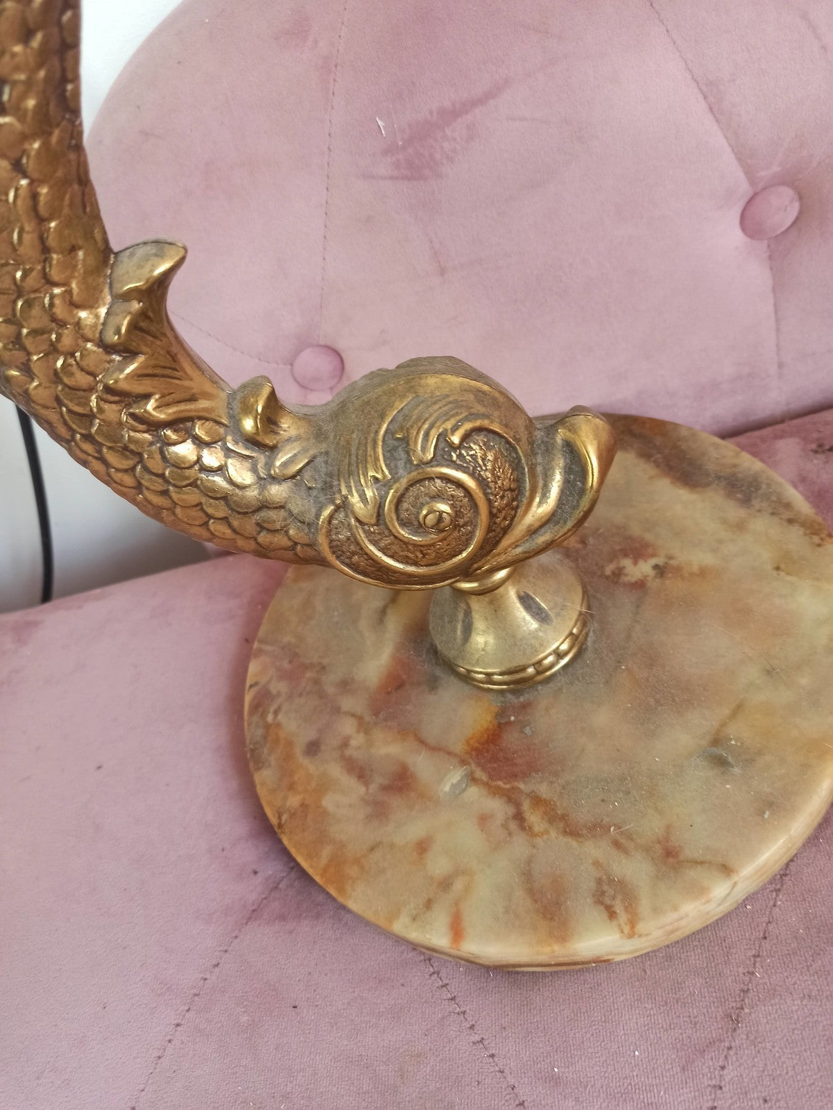 Bougeoir vintage métal doré poisson style provençal milieu XXe déco rétro