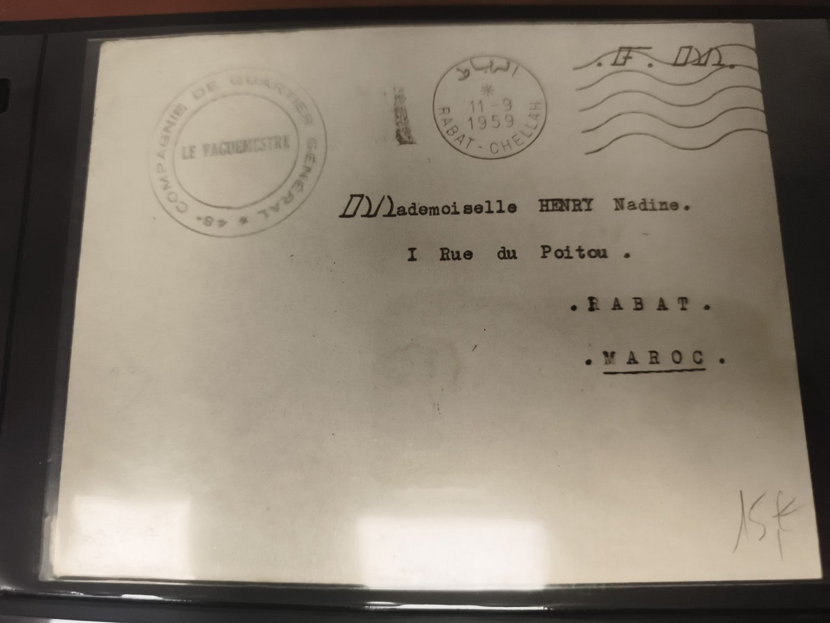 Lettre oblitérée 1959 Maroc Rabat-Chellah philatélie cachet militaire