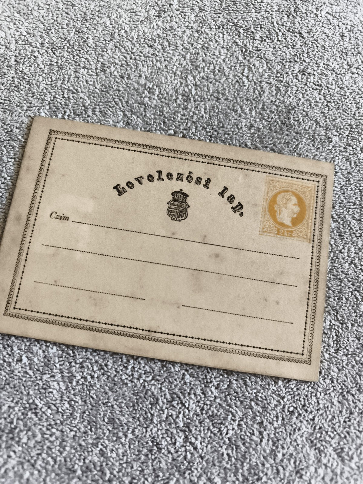 Carte postale Hongrie Levelezési lap timbre 2kr philatélie XIXe siècle