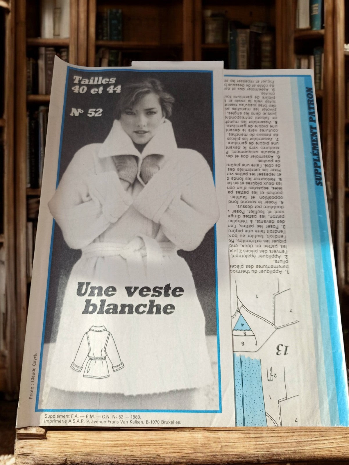 Patron couture vintage 1983 veste blanche Femme n°52 tailles 40 44 rétro ancien