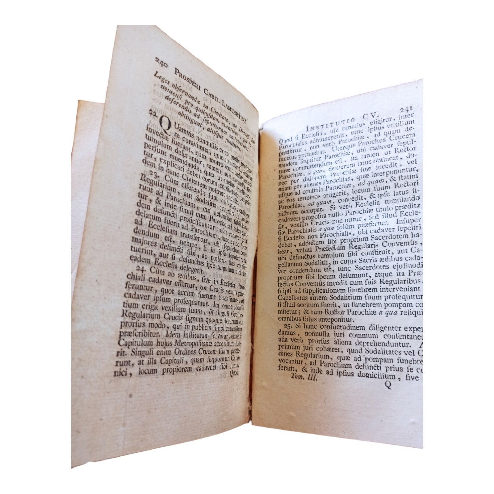Livre ancien 1762 Institutiones Ecclesiasticae Tome III reliure cuir usée