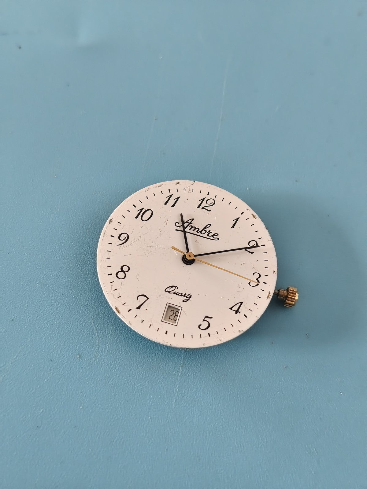 Cadran montre vintage Ambre ancien, pièce horlogerie rétro pour collectionneur