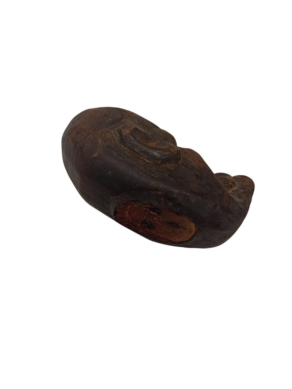 Tête sculptée africaine vintage en bois, masque ethnique ancien déco