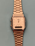 Montre Casio quartz double affichage doré bracelet métal Water Resist