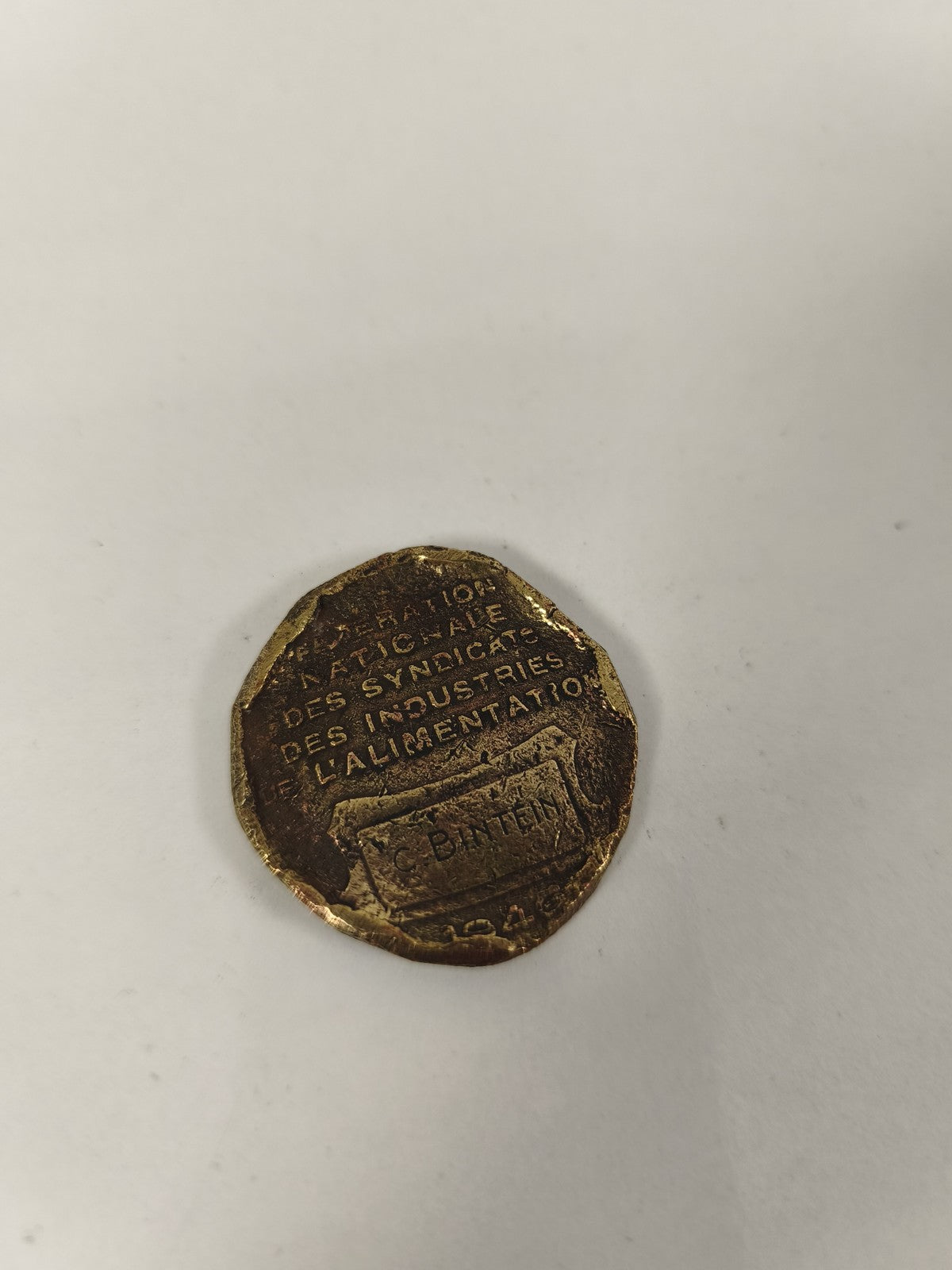 Médaille vintage ancienne syndicat alimentation France fédération nationale coll