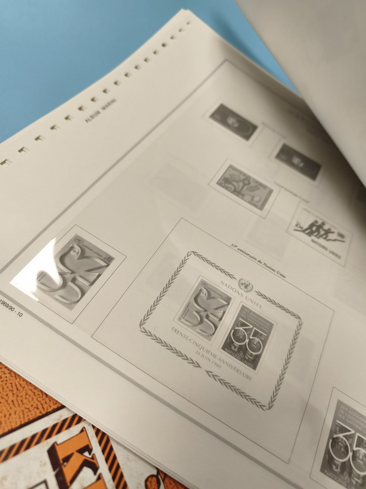 Classeur timbres USA philatélie, album King motif ceinture, Nations Unies Genève
