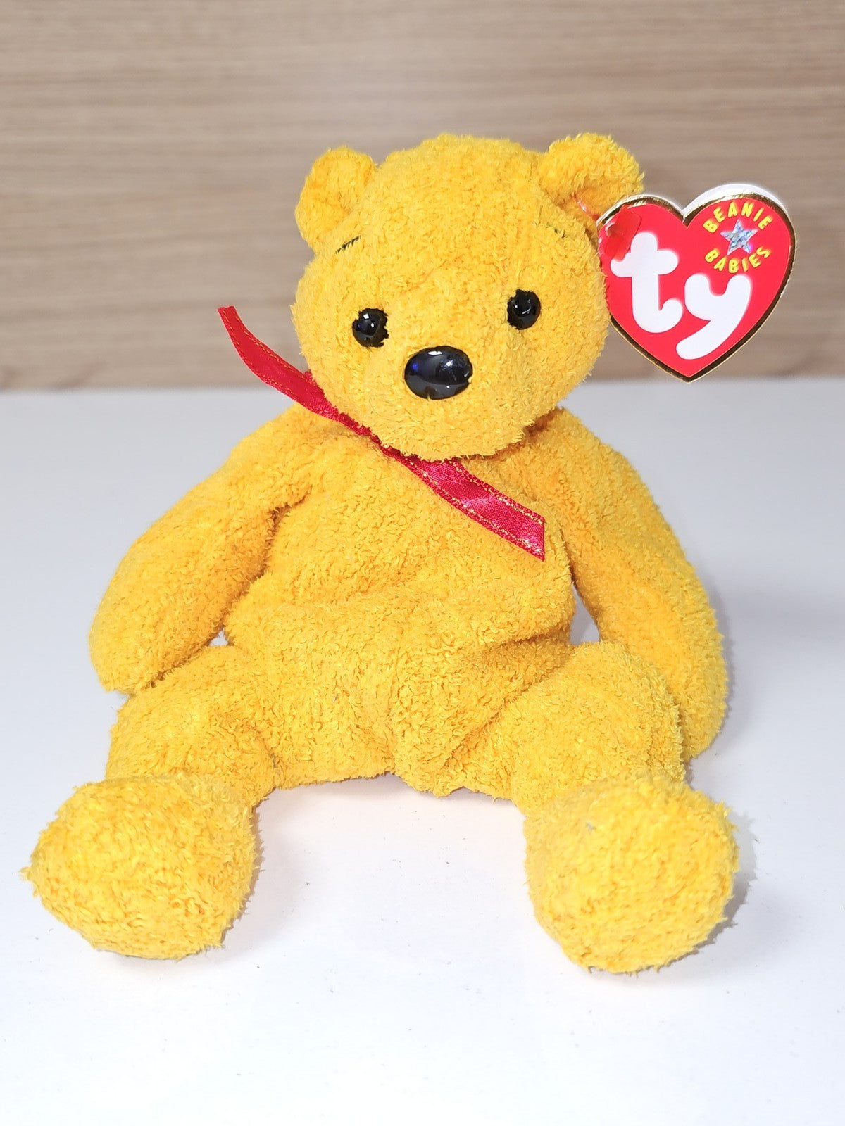 Ty Beanie Baby Poopsie ours en peluche jaune original TY peluche d?occasion douc