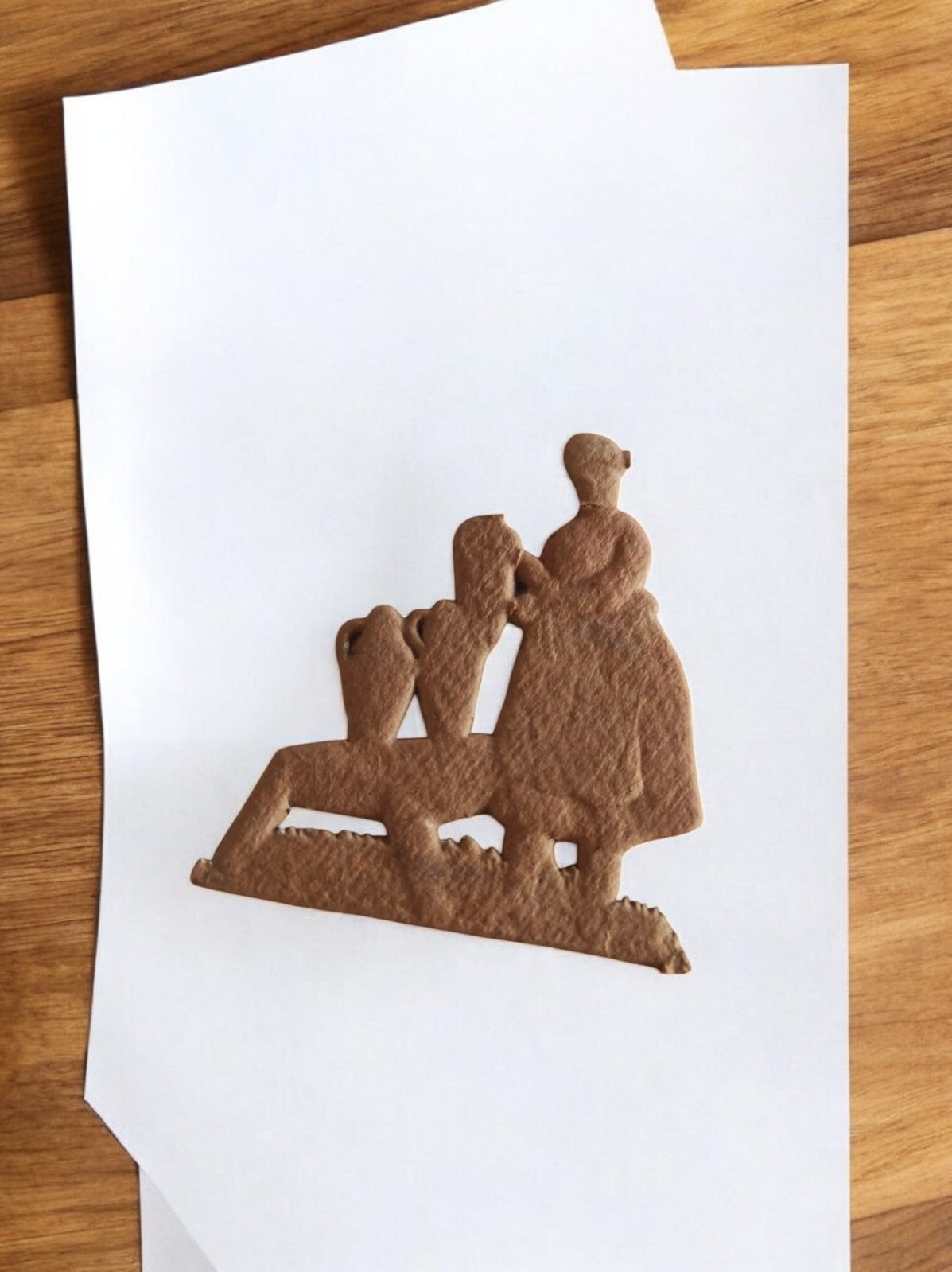 Chromo ancien école silhouette découpée scène village vintage petite taille