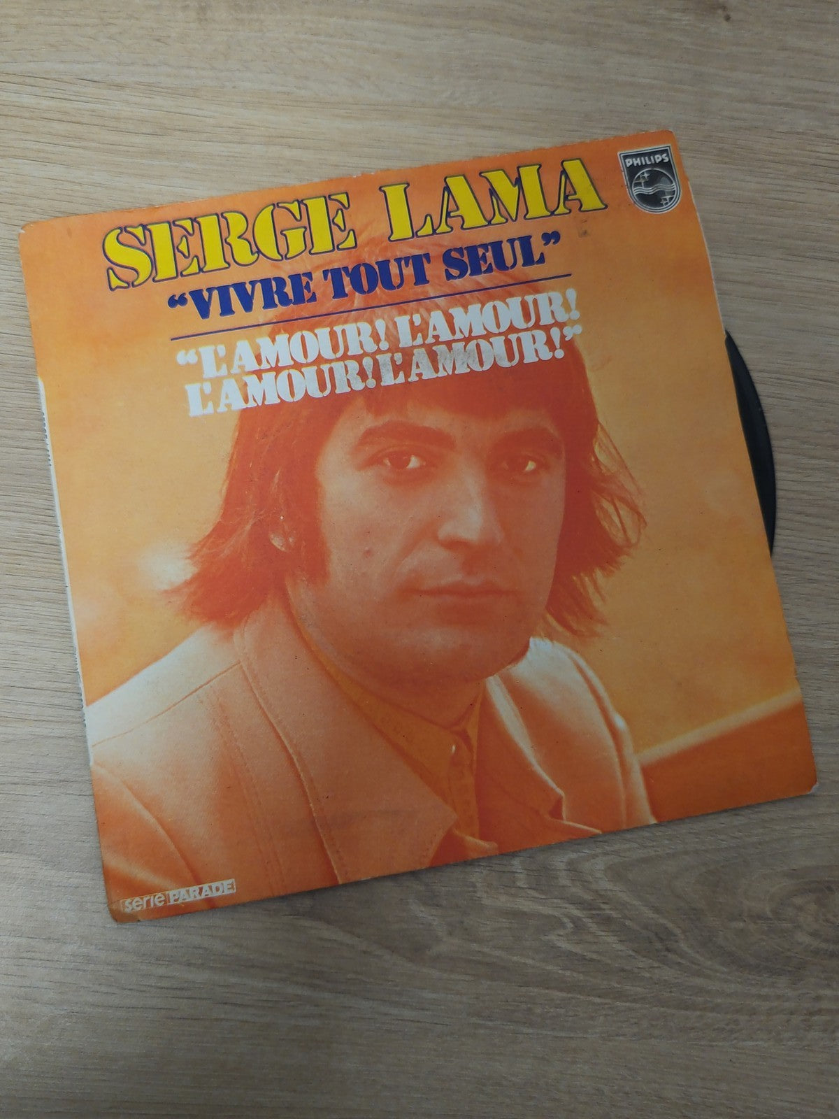 Vintage disque vinyle 45T Serge Lama ancien single rétro collection française