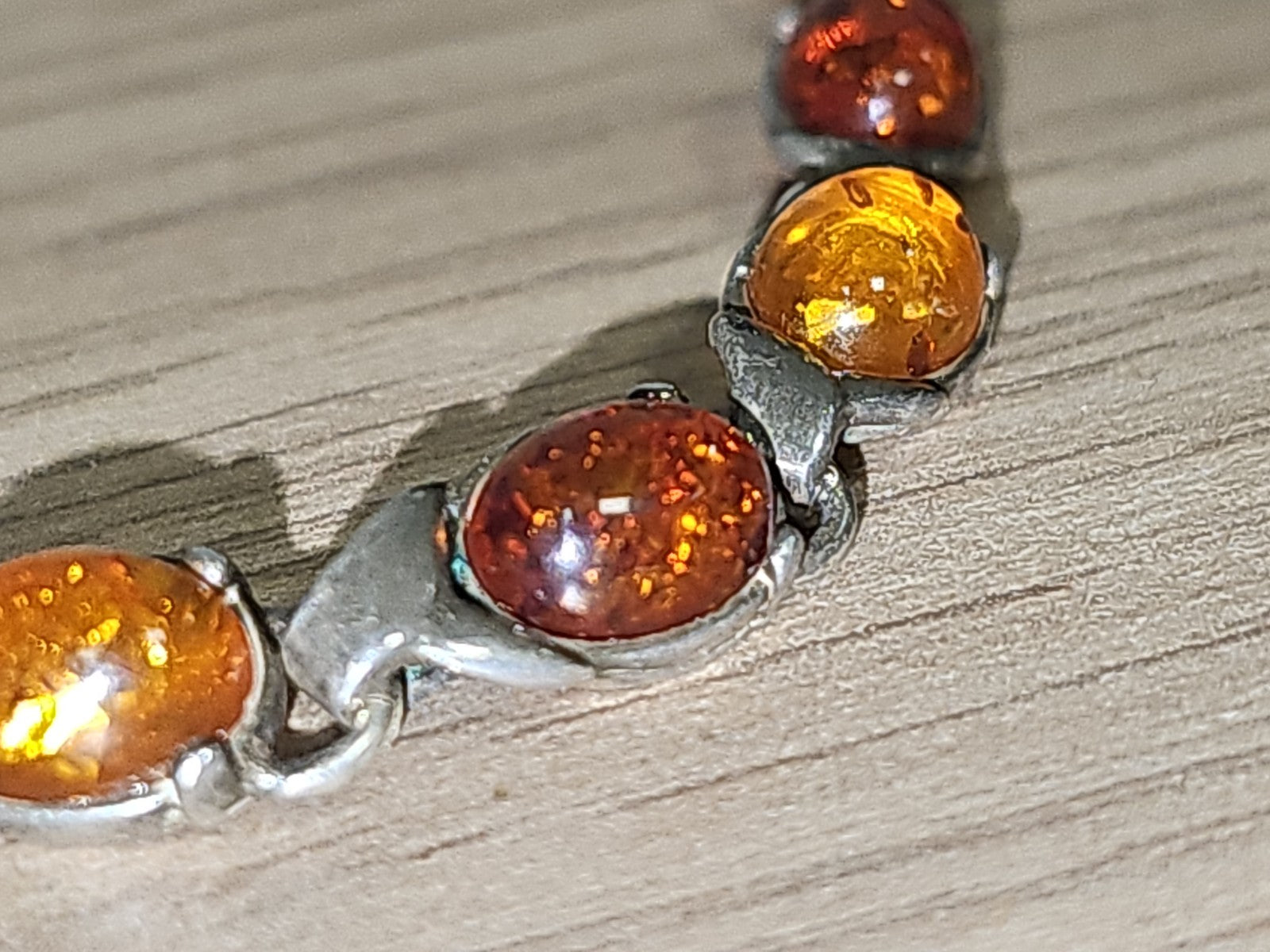 Collier vintage ancien en argent et ambre naturel, art déco années 1930 rare