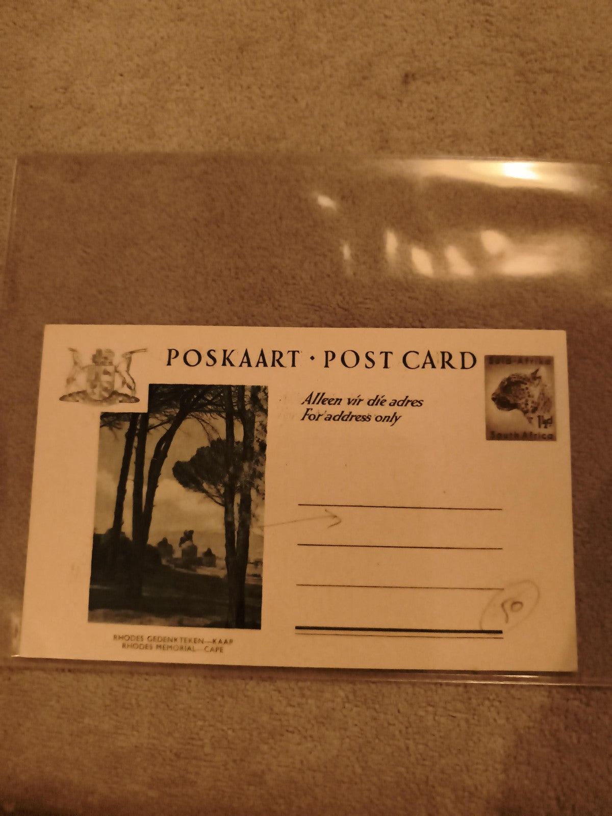 Carte postale Afrique du Sud Rhodes Memorial Kaap POSKAART photo timbre (Ref 1)