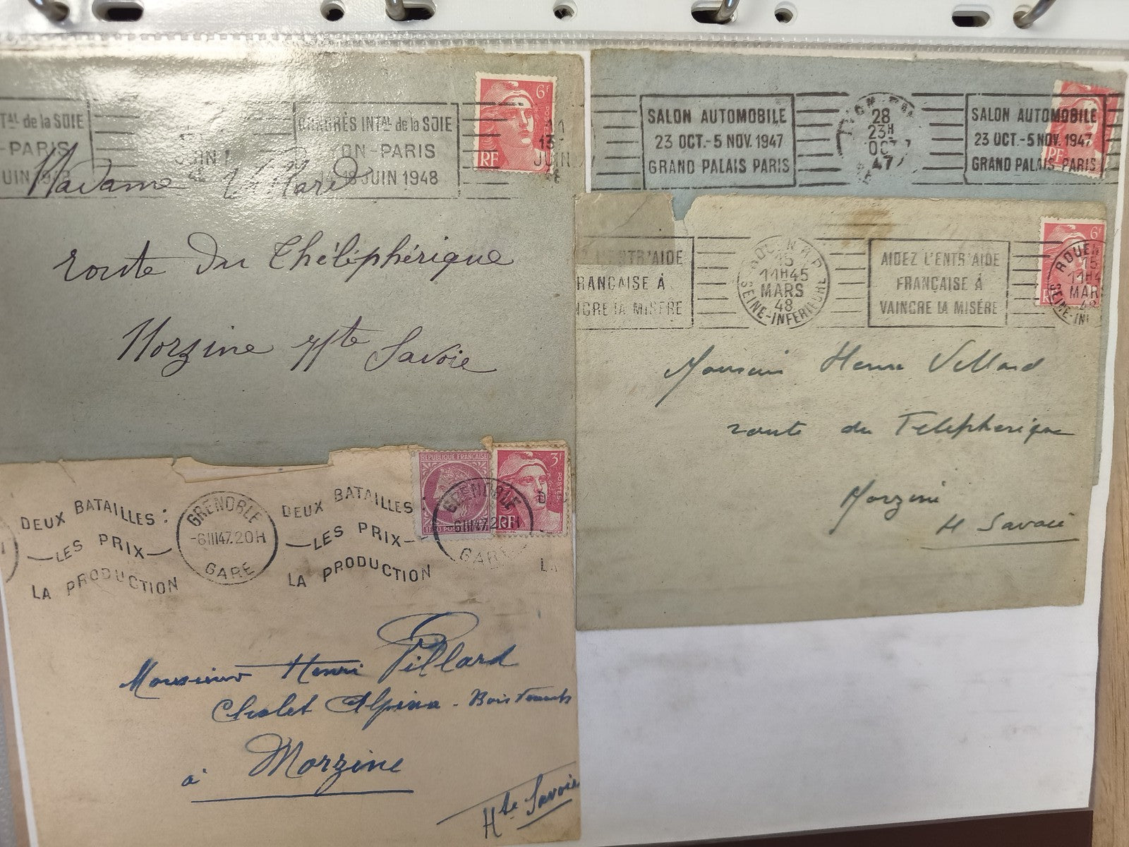 Lot anciennes enveloppes philatélie France années 1940 cachets illustrés collect