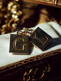 Pendentif vintage lettres G L dorure sur métal, breloque initiale bijou rétro