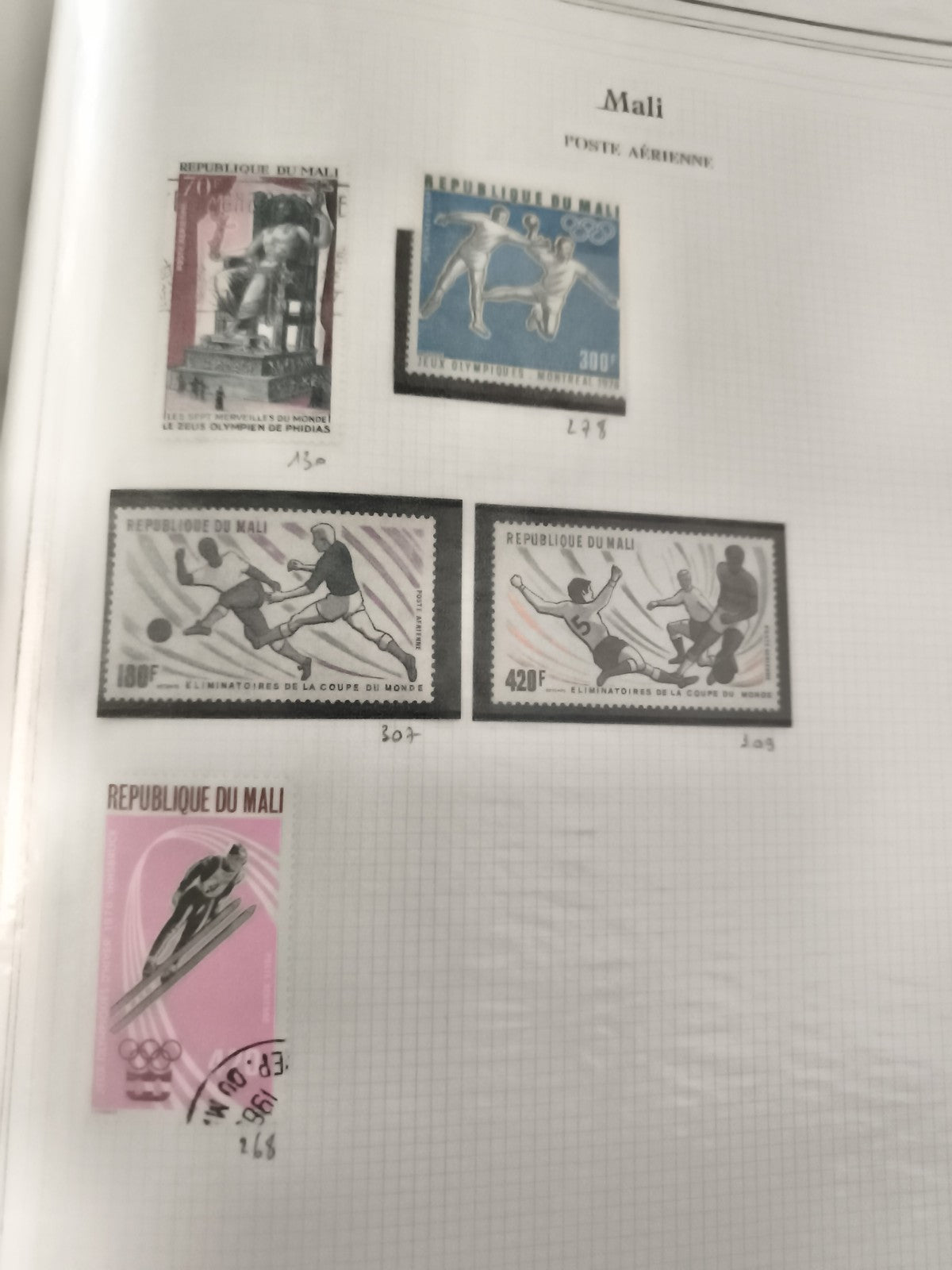 Timbres Mali Jeux Olympiques sports divers philatélie poste aérienne