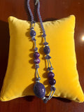 Collier vintage fantaisie perles violettes gros maillons, bijou rétro femme
