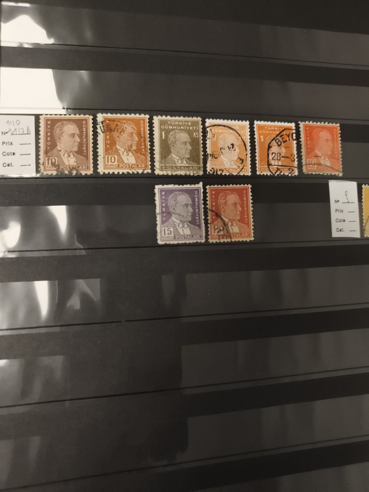Timbres Turquie Cumhuriyeti portrait Atatürk x8 oblitérés philatélie