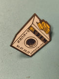 Pin's vintage SDEM forme maison main jaune collection badge ancien (Ref 4)