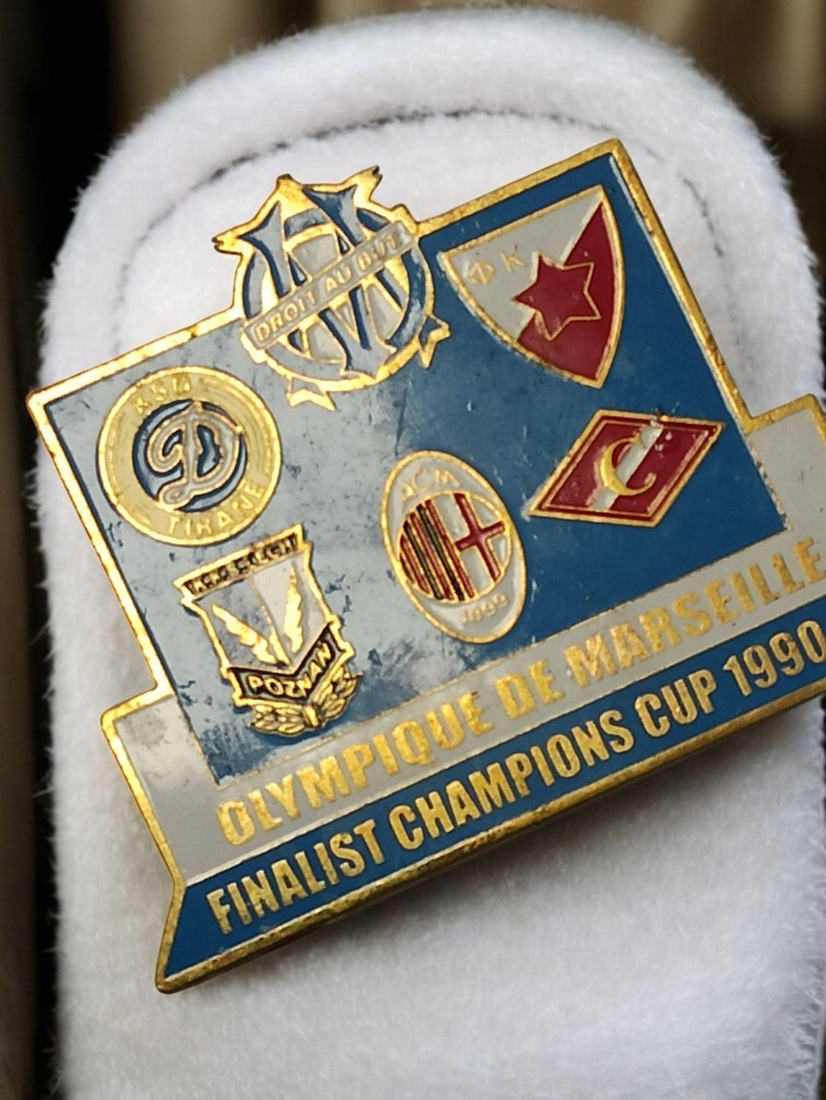 Vintage-Pin Olympique de Marseille OM Finalist Europapokal 1990 Fußball
