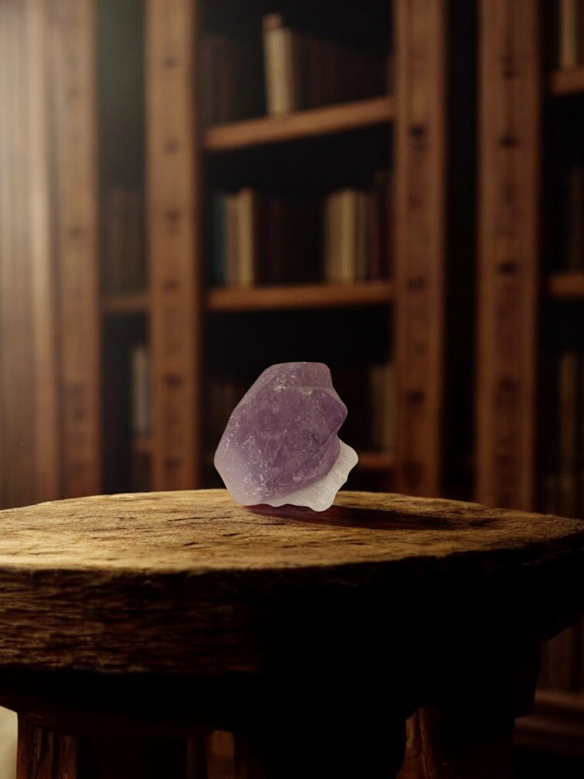 Pierre brute améthyste violette ancienne, minéral vintage déco rétro