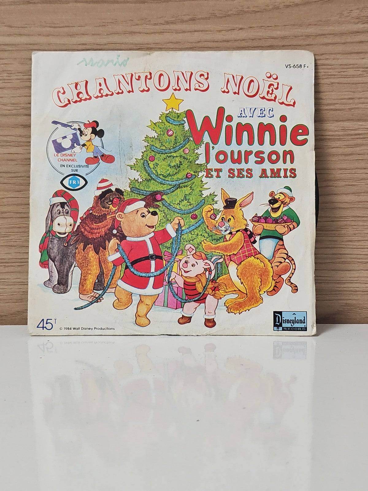 Vintage 45 rpm retro Let's Sing Christmas old vinyl record collector French song