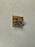 Vintage pin's Camargue émaillé blason, bleu doré, collection régionale