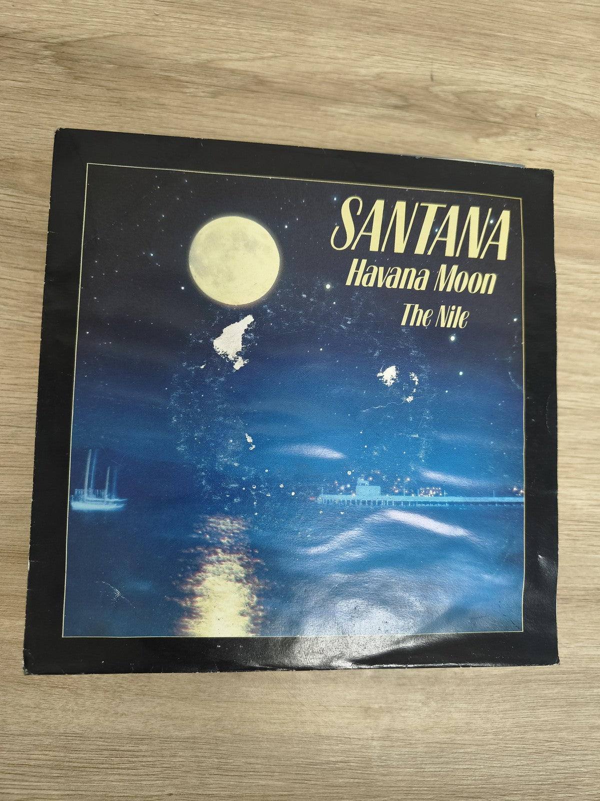 Vinyle 45T Santana Havana Moon The Nile pochette illustrée lune mer (Ref 1)
