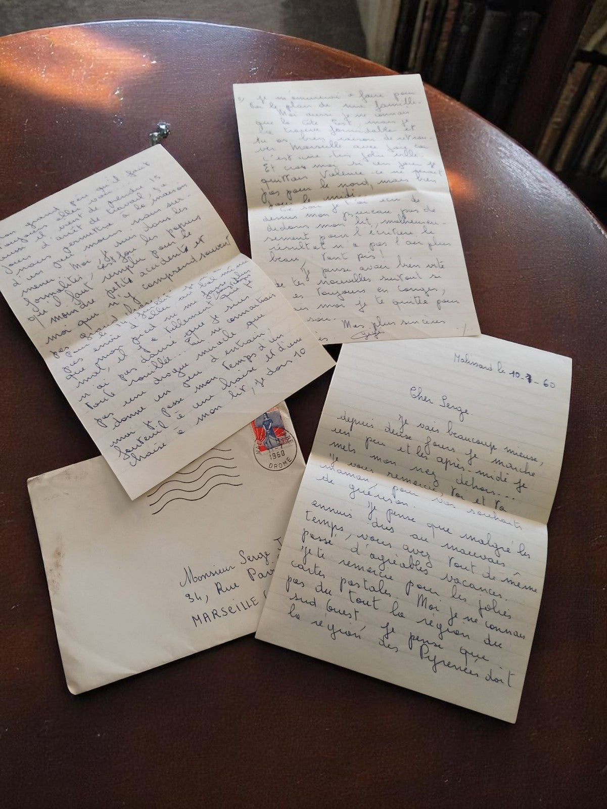 Lettre manuscrite intime vintage Marseille années 60 + enveloppe timbrée