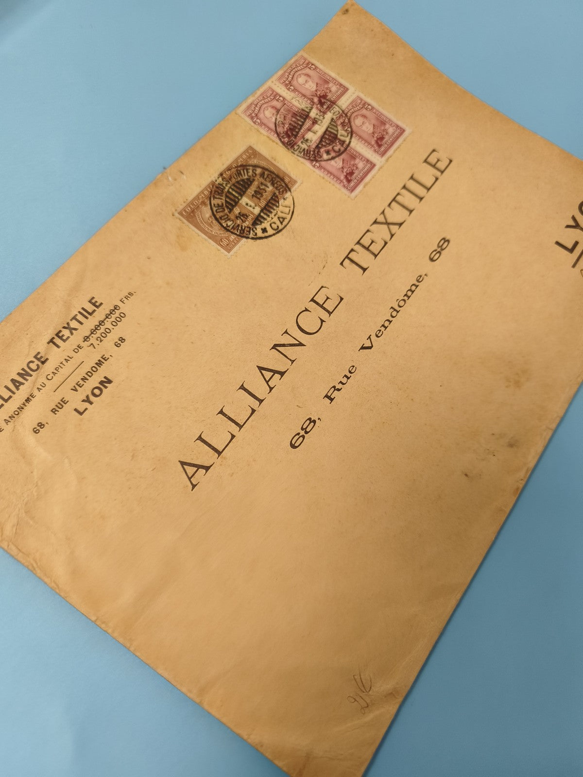 Enveloppe FDC premier jour Alliance Textile Lyon avec timbres oblitérés