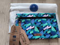 Pochette Cabaia motif camouflage bleu vert neuve 24 cm zip avant