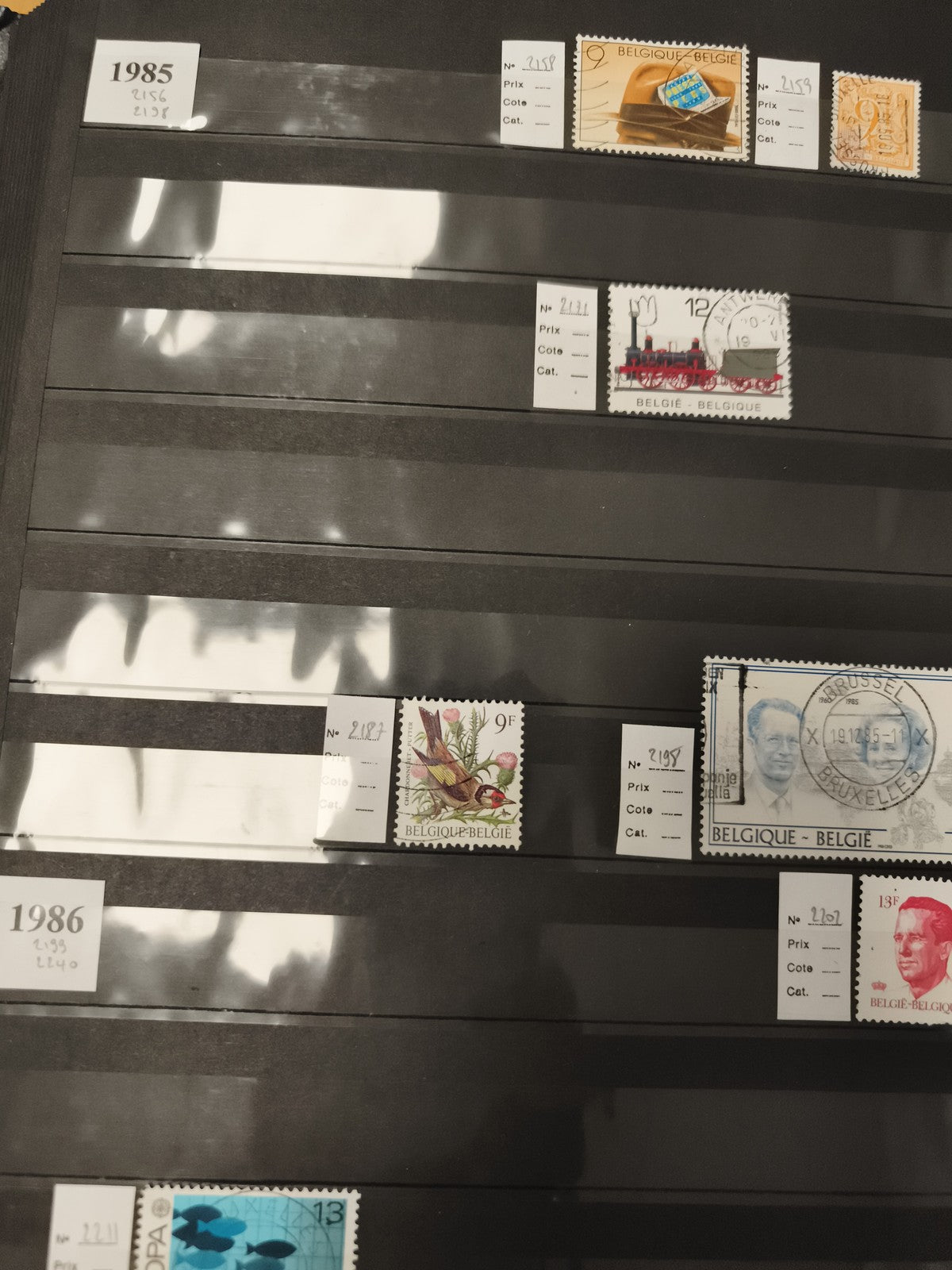 Timbres Belgique 1985-1986, oblitérés et neufs, motifs divers, philatélie