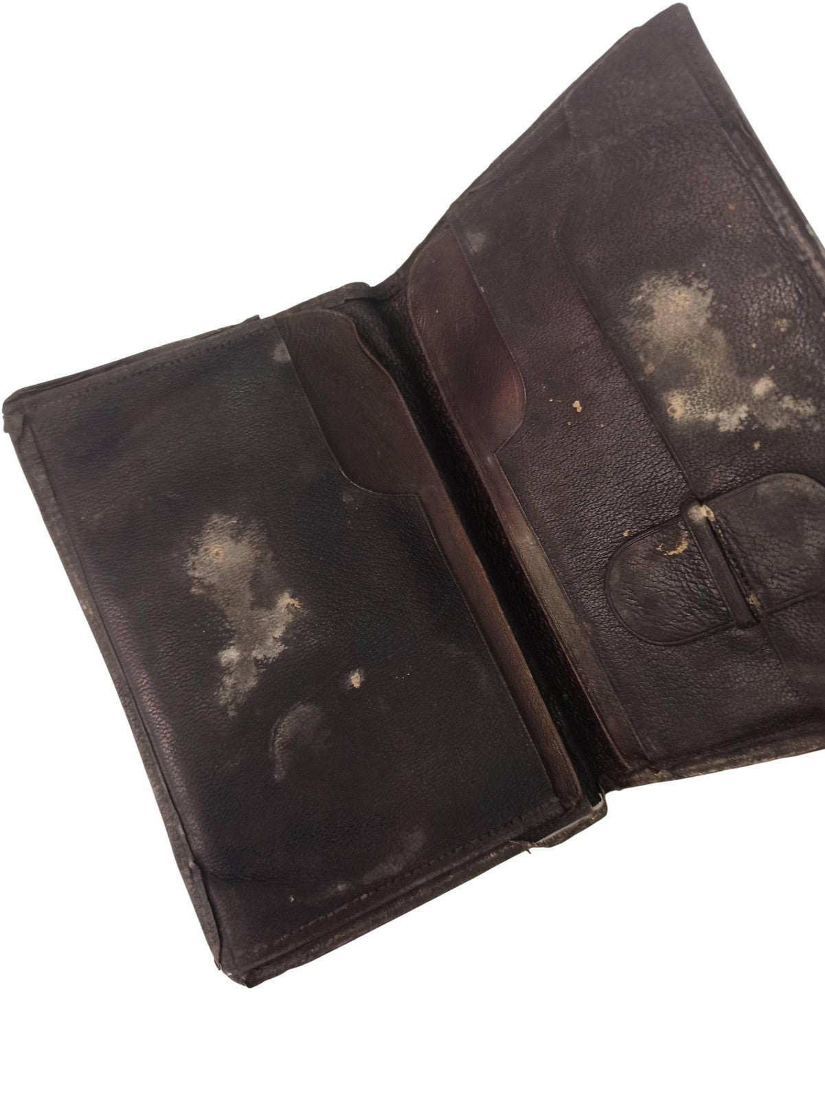 Portefeuille vintage cuir véritable ancien, accessoire rétro années 60-70
