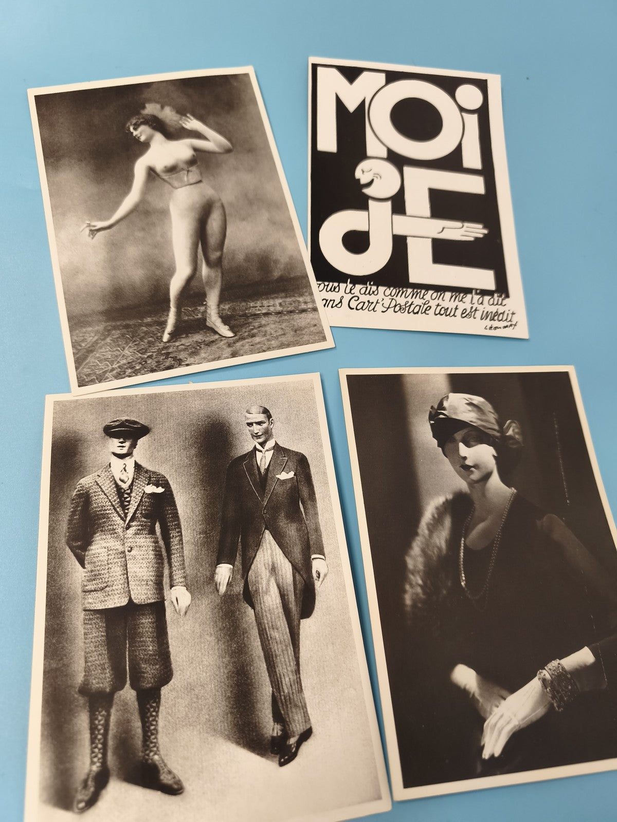 Lot cartes postales anciennes CPA mode et portraits vintage noir et blanc