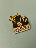 Vintage pin's Coup de Pouce main stylisée noir jaune, collection années 90