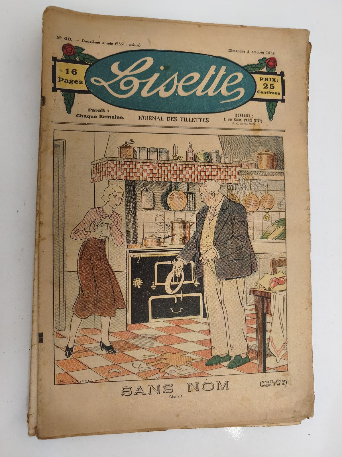 Ancien journal Lisette 1932, Journal des fillettes, couverture illustrée vintage